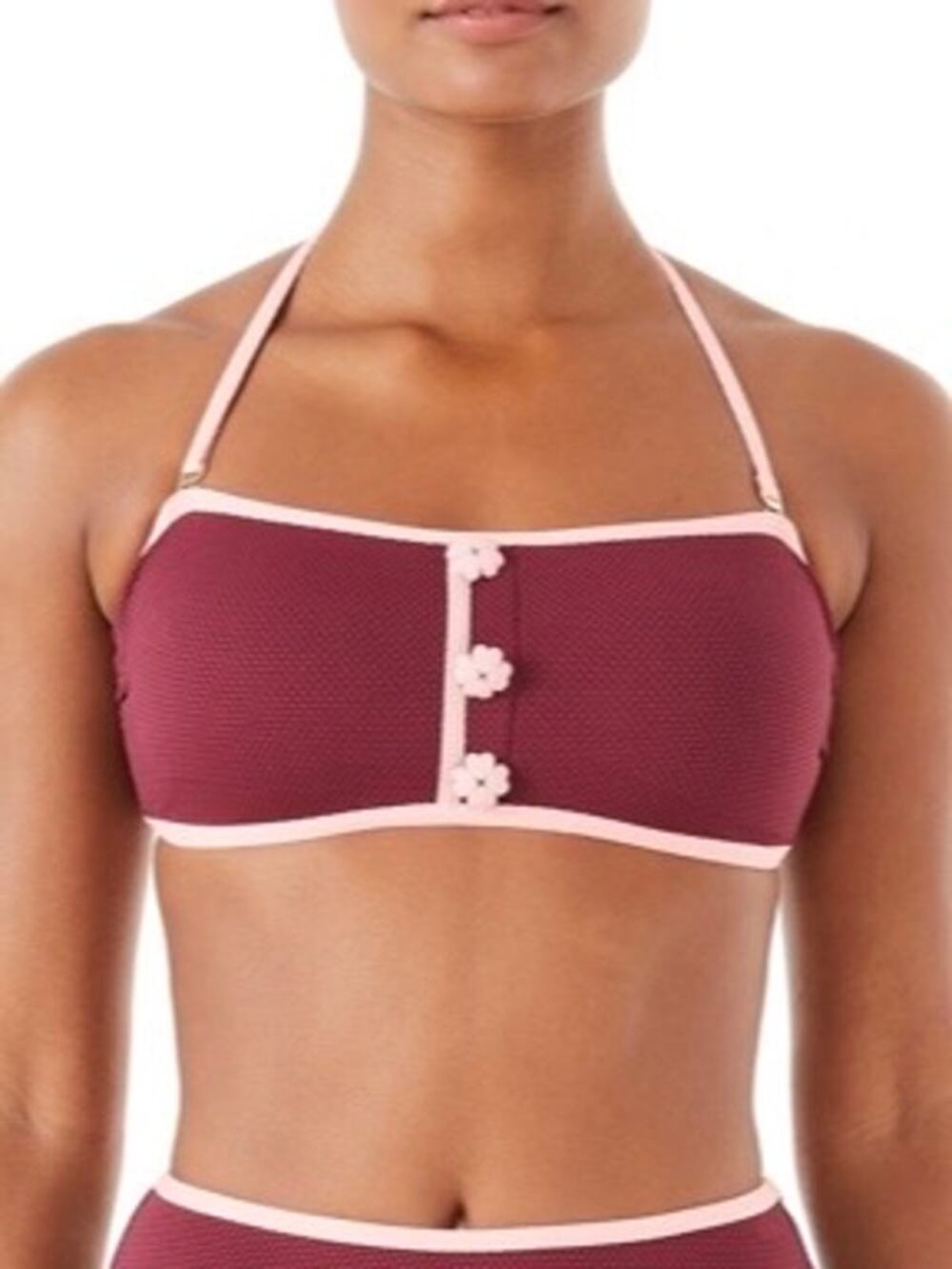 Kate Spade Pique Texture Contrast Bandeau Bikini Top S NWT